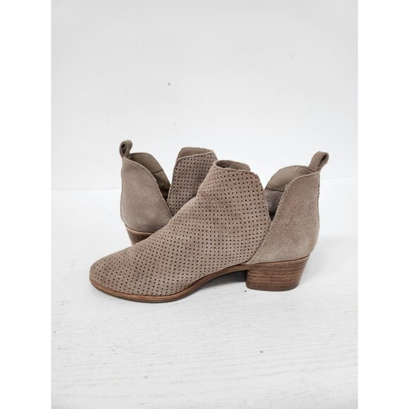 Dolce Vita Kaide Ankle Boots Womens Size 8M Beige Perforated Leather Block Heel - Picture 5 of 9